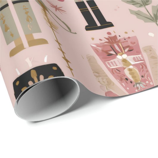 Pink Nutcracker Christmas Cadeaupapier (Rol Hoek)