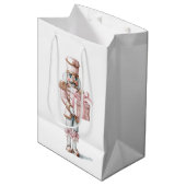 Pink Nutcracker Christmas Gift Bag Medium Cadeauzakje (Voorkant Gekanteld)