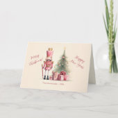 Pink Nutcracker Christmas Holiday Card Kaart (Voorkant)