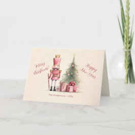 Pink Nutcracker Christmas Holiday Card Kaart