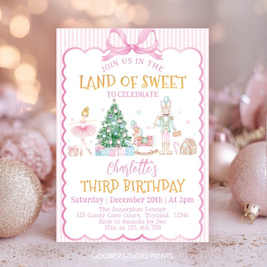 Pink Nutcracker Christmas Land Of Sweet Birthday Kaart