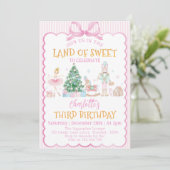 Pink Nutcracker Christmas Land Of Sweet Birthday Kaart (Staand voorkant)