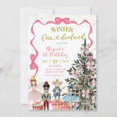 Pink Nutcracker Christmas Onederland Birthday Kaart (Voorkant)