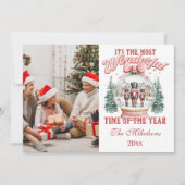 Pink Nutcracker Christmas Photo Wonderland Glob Feestdagenkaart (Voorkant)