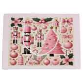Pink Nutcracker Christmas Tree Gift Bag Groot Cadeauzakje (Voorkant)