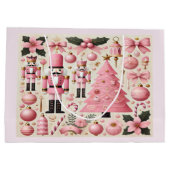 Pink Nutcracker Christmas Tree Gift Bag Groot Cadeauzakje (Achterkant)