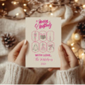 Pink Nutcracker Coquette Christmas Feestdagenkaart