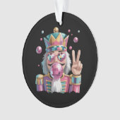 Pink Nutcracker Disco Ball Sunglasses Peace Sign Ornament (voorkant)
