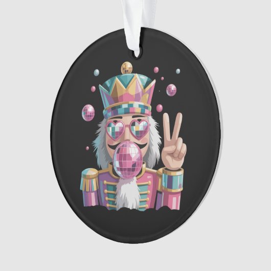 Pink Nutcracker Disco Ball Sunglasses Peace Sign Ornament (voorkant)