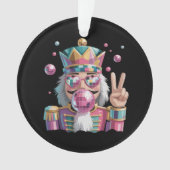 Pink Nutcracker Disco Ball Sunglasses Peace Sign Ornament (voorkant)