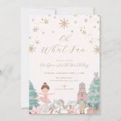 Pink Nutcracker Oh What Fun Birthday Invite Kaart (Voorkant)
