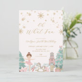 Pink Nutcracker Oh What Fun Birthday Invite Kaart (Staand voorkant)