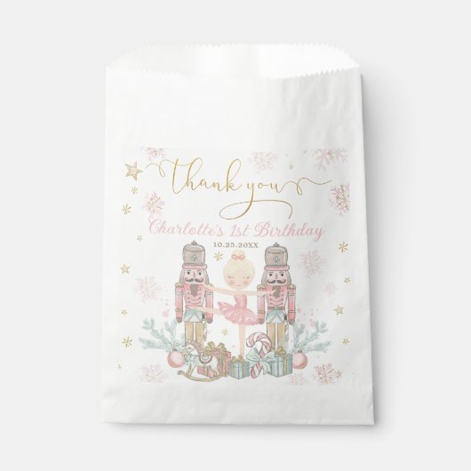 Pink Nutcracker Winter Onederland 1st Birthday Bedankzakje (Voorkant)