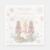 Pink Nutcracker Winter Onederland 1st Birthday Servet (Voorkant)