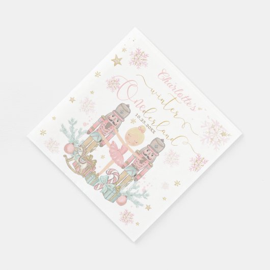 Pink Nutcracker Winter Onederland 1st Birthday Servet (Hoek)