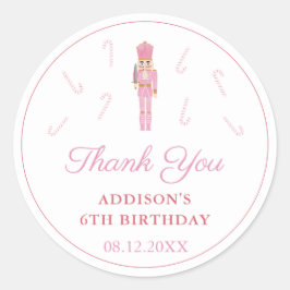 Pink Nutkraker Ballet Girl Birthday Party Favor Ronde Sticker