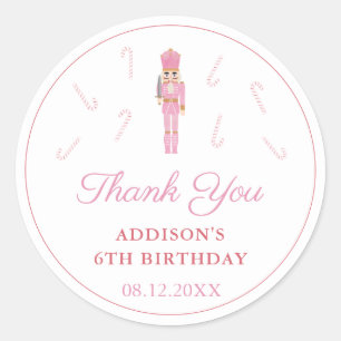 Pink Nutkraker Ballet Girl Birthday Party Favor Ronde Sticker