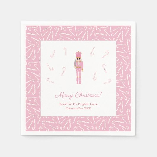 Pink Nutkraker kerstFeestdagen Brunch Party Servet (Voorkant)