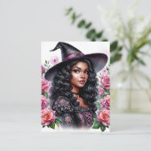 Pink-o-ween Black Girl Bubblegum Witch Briefkaart (Staand voorkant)