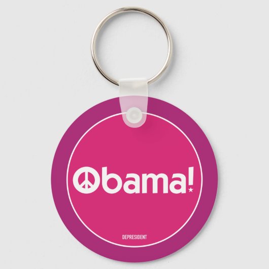 Pink Obama for Peace Sleutelhanger (Voorkant)