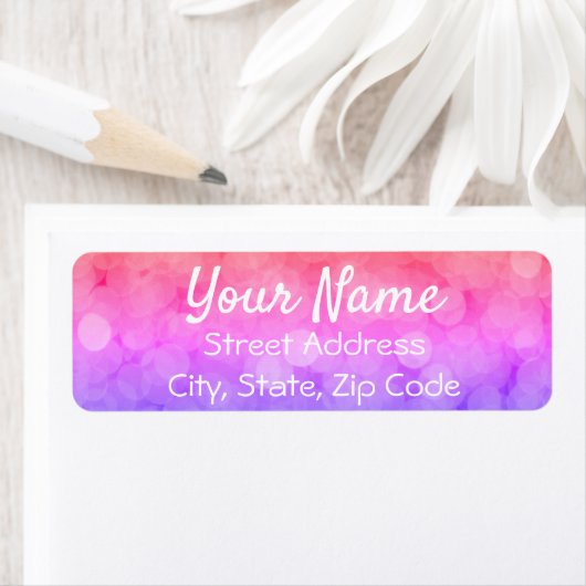 Pink Obmré Bokeh Return Address Labels (Insitu)