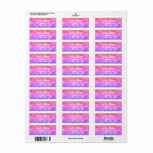 Pink Obmré Bokeh Return Address Labels (Full Sheet)
