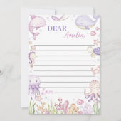 Pink Ocean Animals Party Time Capsule Bericht Kaar Bedankkaart (Voorkant)