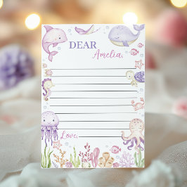 Pink Ocean Animals Party Time Capsule Bericht Kaar Bedankkaart