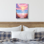 Pink Ocean Sunset Beach Watercolor Painting Canvas Afdruk (Insitu (Slaapkamer))