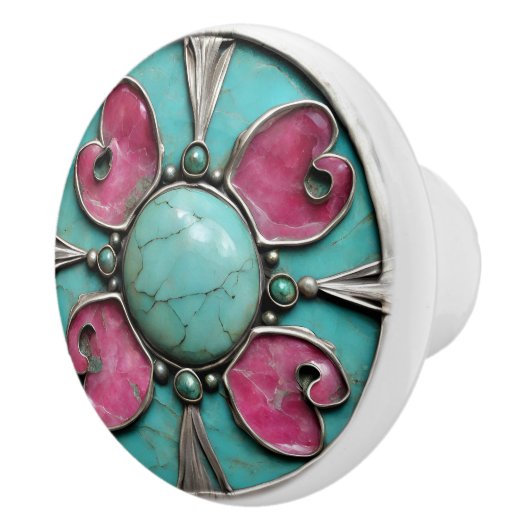 Pink October Tourmaline Birth Stone Keramische Knop (Rechts)