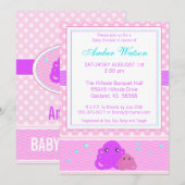Pink Octopus Baby shower Invitation Kaart (Voorkant / Achterkant)