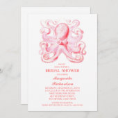 Pink Octopus Nautical Beach vrijgezellenfeest Kaart (Voorkant / Achterkant)