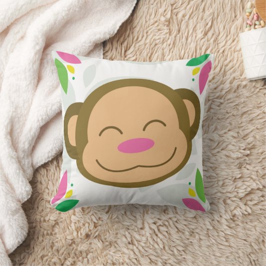 Pink Oerwoud Monkey Sierkussen (Deken)