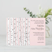 PINK OF ENIGE COLOR Birch Tree Wedding Invitations Kaart (Staand voorkant)