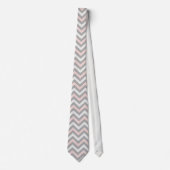Pink, off-white and light grey chevron stropdas (Voorkant)