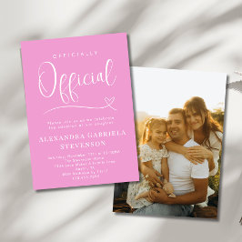 Pink Officially Official Adoption Day Party Photo Kaart