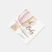 Pink Oh Baby Script Bear in Hot Air Balloon Shower Servet (Hoek)