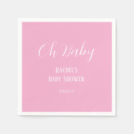 Pink Oh Baby Script Schattige Modern Girl Baby sho Servet (Voorkant)