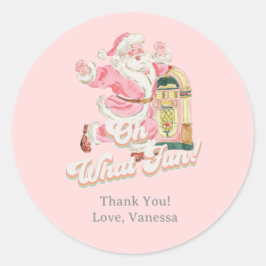 Pink Oh Wat leuk-retro groovy kerstman bedankt Ronde Sticker