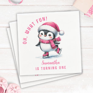 Pink Oh Wat Leuk Schattige Pinguïn Meisje 1e Verja Servet