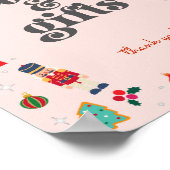 Pink Oh What Fun Winter Kerst Kaarten en geschenke Poster (Hoek)