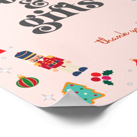 Pink Oh What Fun Winter Kerst Kaarten en geschenke Poster (Hoek)