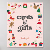 Pink Oh What Fun Winter Kerst Kaarten en geschenke Poster (Voorkant)