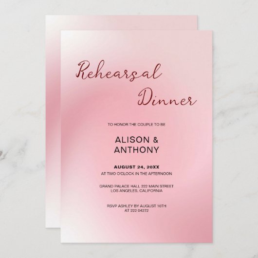 Pink Ombre Background Rehearsal Kaart (Voorkant / Achterkant)