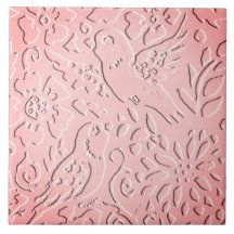 Pink Ombre Bird Woodland Ingegraveerd Floral Natuu