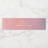 Pink Ombre Boho Minimalist Wedding Waterfles Etiket (Enkel label)