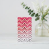 Pink Ombre Chevron Hand Drawn Visitekaartje (Staand voorkant)
