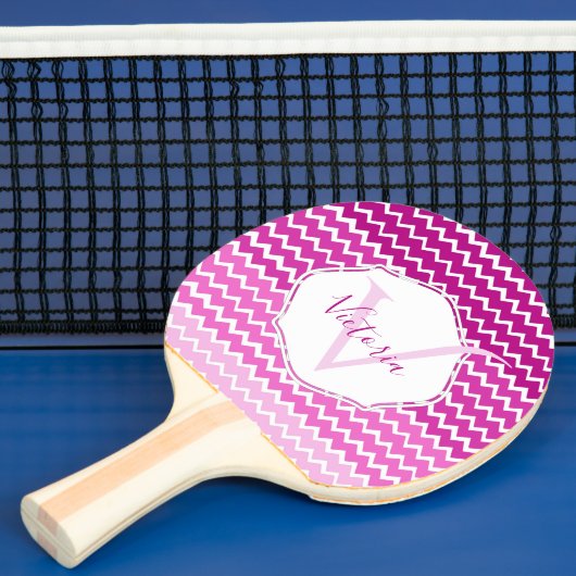 Pink Ombre Chevron Personalized Ping Pong Paddle Tafeltennisbatje (Insitu)
