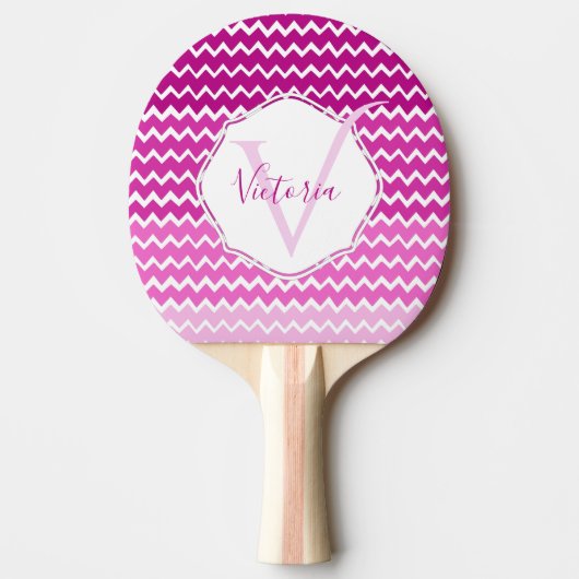 Pink Ombre Chevron Personalized Ping Pong Paddle Tafeltennisbatje (Voorkant)