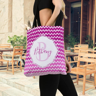 Pink Ombre Chevron Persoonlijke Canvas tas